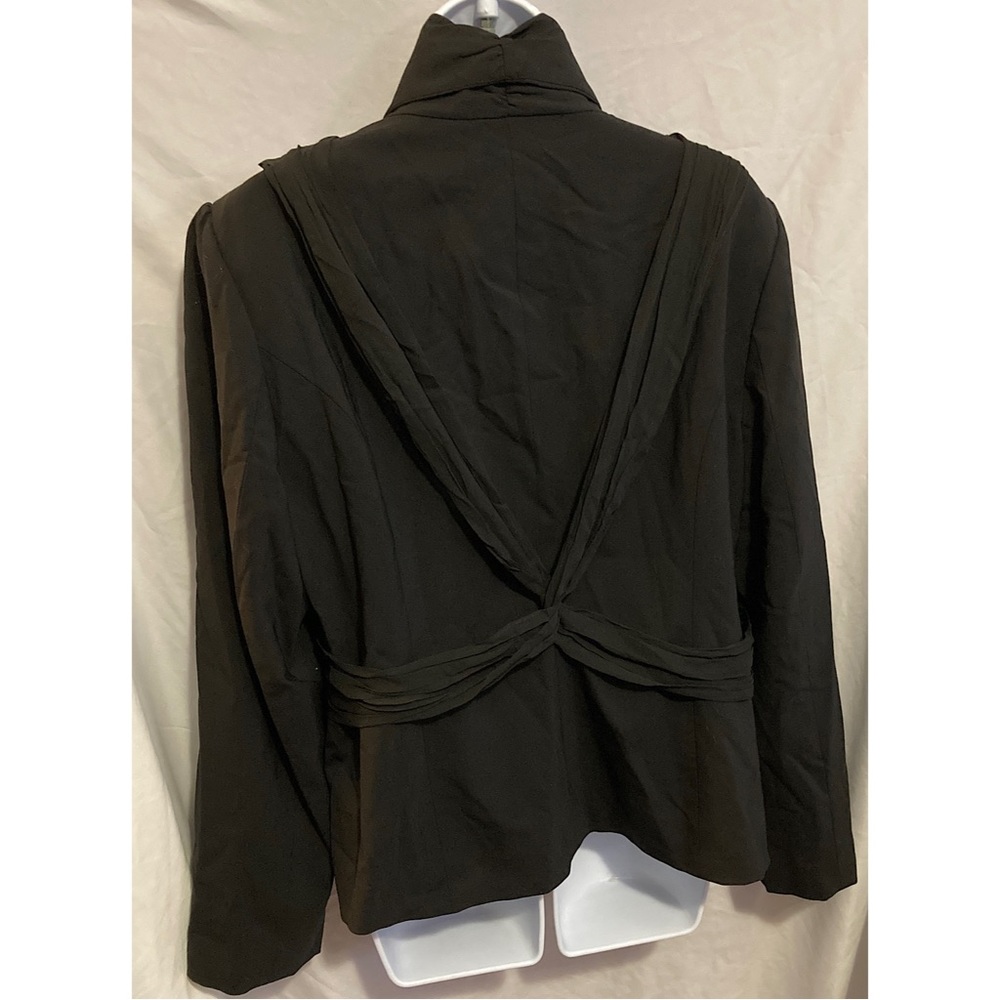 Doncaster Size 18 Blazer Jacket Black Zip Front Belted Unique Black Gorgeous - Picture 3 of 5